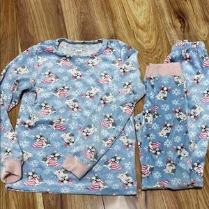 Rene Rofe Light Blue Pajama Set with Dog and Snowflake Print